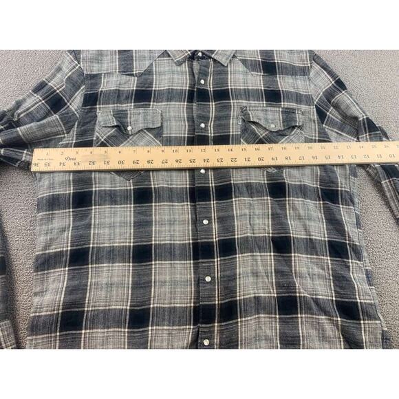 Levi's Men's XL Gray Pearl Check Western Shirt with Snap Buttons Country Cowboy - Picture 6 of 10